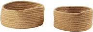 🧺 woven baskets for storage: 2-pack of brown hemp rope baskets in 2 sizes logo