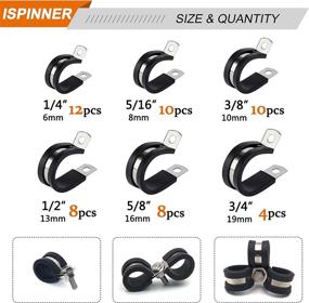 img 3 attached to 🔩 Premium ISPINNER 52pcs Cable Clamps Assortment Kit with Rubber Cushion - 304 Stainless Steel Pipe Clamps 6 Sizes: 1/4", 5/16", 3/8", 1/2", 5/8", 3/4