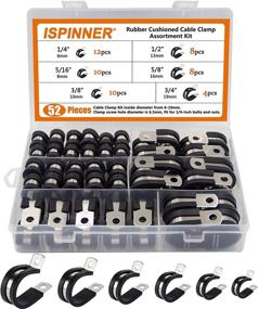 img 4 attached to 🔩 Premium ISPINNER 52pcs Cable Clamps Assortment Kit with Rubber Cushion - 304 Stainless Steel Pipe Clamps 6 Sizes: 1/4", 5/16", 3/8", 1/2", 5/8", 3/4