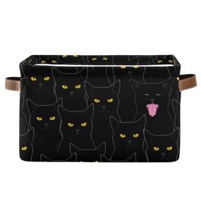 img 4 attached to 🐾 Cute Black Cats Rectangular Storage Bin with Handles - Toy Organizer, Book Storage, Laundry Basket for Kids/Pets in Playroom