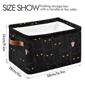 img 3 attached to 🐾 Cute Black Cats Rectangular Storage Bin with Handles - Toy Organizer, Book Storage, Laundry Basket for Kids/Pets in Playroom