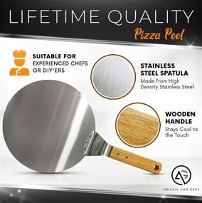 img 3 attached to 🍕 Stainless Steel Metal Pizza Peel with Wood Handle by ABIGAIL AND GREY - Pizza Paddle and Spatula for Homemade Pizza and Bread Baking - Round 10-Inch