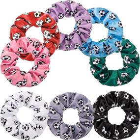 img 4 attached to 👧 Set of 8 Soccer Hair Scrunchies for Girls and Women Players, Coaches, and Teams - Elastic Hair Ties, Ponytail Holders, and Sport Hair Accessories