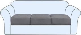 img 4 attached to 🪑 H.VERSAILTEX High Stretch Individual Seat Cushion Covers (3 Pack) – Stylish Sofa Slipcovers Made with Jacquard Textured Twill Fabric in Grey