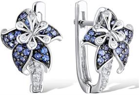 img 4 attached to 💎 DAMLENG Sparkly Hypoallergenic Silver Blue Rhinestone Flower Hoop Earrings for Women Girls | Unique Chic Cubic Zirconia Flower Jewelry Gifts, Shining Accessories