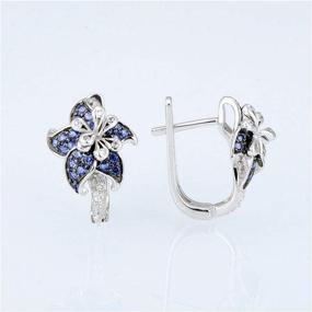 img 2 attached to 💎 DAMLENG Sparkly Hypoallergenic Silver Blue Rhinestone Flower Hoop Earrings for Women Girls | Unique Chic Cubic Zirconia Flower Jewelry Gifts, Shining Accessories