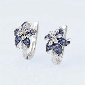 img 1 attached to 💎 DAMLENG Sparkly Hypoallergenic Silver Blue Rhinestone Flower Hoop Earrings for Women Girls | Unique Chic Cubic Zirconia Flower Jewelry Gifts, Shining Accessories