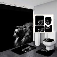 🦁 wild lion shower curtain set - 4 piece, dark grey majestic forest king bath decor - non-slip rugs, toilet lid cover & 72"x 72" waterproof shower curtains with hooks - durable bathroom accessories logo