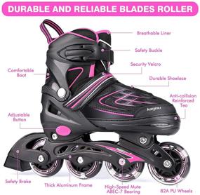 img 2 attached to KAQINU Adjustable Inline Skates for Kids and Adults - Outdoor Roller Skates with Full Illuminating Wheels for Women, Girls, and Boys