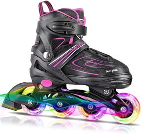 img 4 attached to KAQINU Adjustable Inline Skates for Kids and Adults - Outdoor Roller Skates with Full Illuminating Wheels for Women, Girls, and Boys