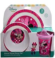 🐭 minnie mouse 3 piece polypropylene dinner set in open box (includes plate, bowl, and cup) logo