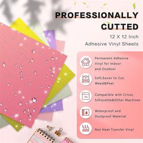 img 3 attached to 🏡 HomeMall Glitter Permanent Vinyl: 12x12 Adhesive Sheets for Cricut, Silhouettes, Cameo - 12 Colors Craft Cutter Vinyl with Sparkling Self Adhesive - Perfect for Outdoor Projects