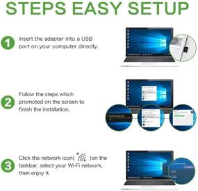 img 2 attached to Адаптер Plug and Play USB WiFi - 300 Мбит/с Нано-размер WiFi карта для настольного ПК / ноутбука, поддержка Windows 10/8/8.1/7, без CD, беспроводной сетевой адаптер