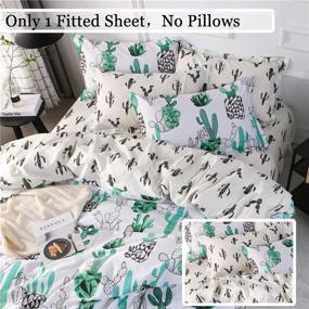 img 2 attached to 🌵 Premium Black Cactus Pattern Twin Size Deep Pocket Bed Sheet - Soft & Wrinkle-Free Cotton Fitted Sheet, 39"x75