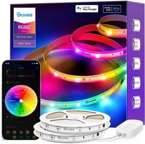 img 4 attached to Govee 65.6ft RGBIC Alexa LED Light Strip - Smart WiFi LED Lights for Alexa & Google Assistant, Segmented DIY, Music Sync, Color Changing LED Strip Lights for Bedroom, Decor, Christmas - Model H618E