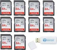 10-пак sandisk 64 гб sd ultra флеш-памяти - uhs-i класс 10 (sdsdunr-064g-gn6in) в комплекте с кард-ридером everything but stromboli combo. логотип