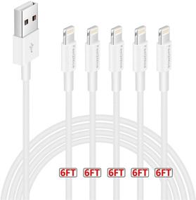 img 2 attached to 🔌 [ MFi Certified ] 5-Pack 6ft iPhone Charger Cable, Long Lightning Cable 6 Foot, High-Speed 6 Feet iPhone Charging Cable Cord Connector for iPhone 12 Mini 12 Pro Max 11 Pro MAX XS Xr X 6 AirPods