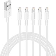 🔌 [ mfi certified ] 5-pack 6ft iphone charger cable, long lightning cable 6 foot, high-speed 6 feet iphone charging cable cord connector for iphone 12 mini 12 pro max 11 pro max xs xr x 6 airpods logo