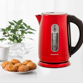 img 1 attached to 🔥 Ovente Electric Hot Water Kettle 1.7L, 1100W Portable Stainless Steel Tea Maker with 5 Temperature Heat Control, Keep Warm Feature, Auto Shut-Off, Boil Dry Protection - Red KS58R