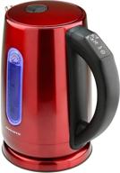 🔥 ovente electric hot water kettle 1.7l, 1100w portable stainless steel tea maker with 5 temperature heat control, keep warm feature, auto shut-off, boil dry protection - red ks58r логотип