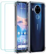 ytaland crystal clear silicone shockproof tpu bumper protective phone case cover for nokia 5.4 - includes 2 x tempered glass screen protector (3 in 1) logo