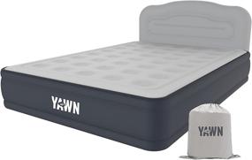 img 4 attached to YAWN Air Bed: Quick Self-Inflating Airbed with Built-in Pump, Space-Friendly Headboard - Queen Size