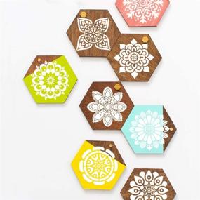 img 3 attached to 🎨 Premium 9pcs Tile Stencil Set - Laser Cut Painting Stencils for Walls, Fabric, Furniture & More