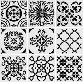 img 4 attached to 🎨 Premium 9pcs Tile Stencil Set - Laser Cut Painting Stencils for Walls, Fabric, Furniture & More