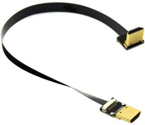 img 1 attached to 🔌 Kework 20cm FPV HDMI Slim Flat Cable: 90 Degree Downward Standard HDMI Male Interface for RED BMCC FS7 C300 (Single Downward)