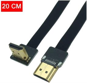 img 3 attached to 🔌 Kework 20cm FPV HDMI Slim Flat Cable: 90 Degree Downward Standard HDMI Male Interface for RED BMCC FS7 C300 (Single Downward)