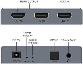 img 2 attached to 🔌 HDMI 1.4 Splitter Box: 1 in 2 Out Audio Extractor Converter with Optical SPDIF & 3.5mm Audio Out | Supports 4K60hz 1080P