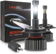 улучшенная видимость с mostplus led-фарой h4 9003 hi/low лампой 100w 13000lm - tx1860 чип 6000k белый (одна пара) логотип