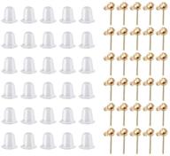 🔆 100 pcs sumaju ball post earrings - hypoallergenic stainless steel stud earrings with safety backs for jewelry earring making in golden color (4mm) logo