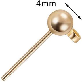 img 2 attached to 🔆 100 Pcs SUMAJU Ball Post Earrings - Hypoallergenic Stainless Steel Stud Earrings with Safety Backs for Jewelry Earring Making in Golden Color (4mm)