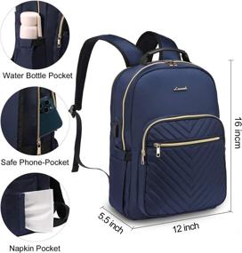 img 1 attached to 👜 Laptop Backpack for Women Navy Quilted Business Work Computer Bags Stylish Purse Bookbag, 15.6-Inch - LOVEVOOK