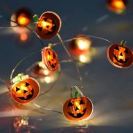 🔦 halloween pumpkin string lights: 9.8 feet 20 leds, battery powered & waterproof - perfect for indoor and outdoor halloween decorations логотип