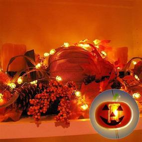 img 2 attached to 🔦 Halloween Pumpkin String Lights: 9.8 Feet 20 LEDs, Battery Powered & Waterproof - Perfect for Indoor and Outdoor Halloween Decorations