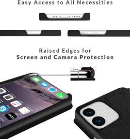 img 2 attached to 📱 Slim iPhone 11 Pro Wallet Case - Flip Case with Credit Card Holder, iPhone 11 Pro Purse Case for Women & Men, Faux Leather Black iPhone 11 Pro Purse Case