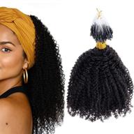 🌟 afro kinky curly microlink hair extensions for black women - wet and wavy micro links, 100 strands, 90g/pack (natural black, 16 inches) - 100% human hair logo