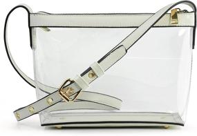 img 4 attached to Stylish Clear Zipper Cross Body Bag with Vegan Leather Trim - Chic and Eco-Friendly!