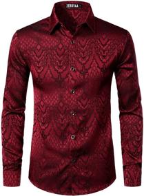 img 4 attached to ZEROYAA Hipster Sleeve Jacquard ZLCL32 Emerald Men's Clothing in Shirts