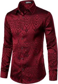 img 3 attached to ZEROYAA Hipster Sleeve Jacquard ZLCL32 Emerald Men's Clothing in Shirts