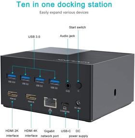 img 2 attached to 🔌 WAVLINK USB C 4K Display Docking Station with Power Delivery, Gigabit Ethernet, Dual HDMI, 4-Pole Phone Jack, 4 USB 3.0 Type-A Data Ports for Laptops, Tablets, Ultrabooks – Enhance Home Efficiency