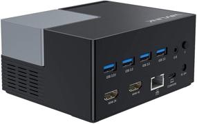 img 4 attached to 🔌 WAVLINK USB C 4K Display Docking Station with Power Delivery, Gigabit Ethernet, Dual HDMI, 4-Pole Phone Jack, 4 USB 3.0 Type-A Data Ports for Laptops, Tablets, Ultrabooks – Enhance Home Efficiency