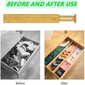 img 1 attached to 🗄️ HOKIION 4-Pack Bamboo Drawer Dividers - Expandable Kitchen Utensil Organizer for Cabinets, Dressers, Bedrooms, Baby Drawers, Bathrooms (12.79'' - 16.93'')