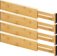 🗄️ hokiion 4-pack bamboo drawer dividers - expandable kitchen utensil organizer for cabinets, dressers, bedrooms, baby drawers, bathrooms (12.79'' - 16.93'') логотип