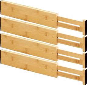 img 4 attached to 🗄️ HOKIION 4-Pack Bamboo Drawer Dividers - Expandable Kitchen Utensil Organizer for Cabinets, Dressers, Bedrooms, Baby Drawers, Bathrooms (12.79'' - 16.93'')