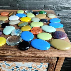 img 4 attached to 🔮 2 LB Decorative Glass Gems for Coffee Table Mosaics, DIY Crafts, Vases, Bowls, Bathroom and Kitchen Decor, Fountains, Fish Tanks, Pots, Stepping Stone Making - Large Flat Marbles in Assorted Colors