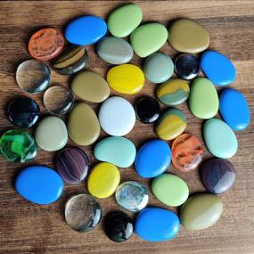 img 3 attached to 🔮 2 LB Decorative Glass Gems for Coffee Table Mosaics, DIY Crafts, Vases, Bowls, Bathroom and Kitchen Decor, Fountains, Fish Tanks, Pots, Stepping Stone Making - Large Flat Marbles in Assorted Colors