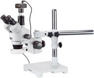 amscope sm-3tz-54s-5m digital professional trinocular stereo zoom microscope - 5mp camera, 54-bulb led light, single-arm boom stand logo